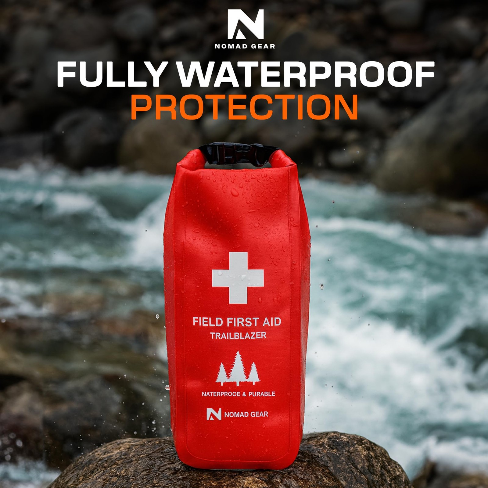 Waterproof First Aid Kit for Camping, Boating, Hiking – 64-Piece Outdoor Emer…