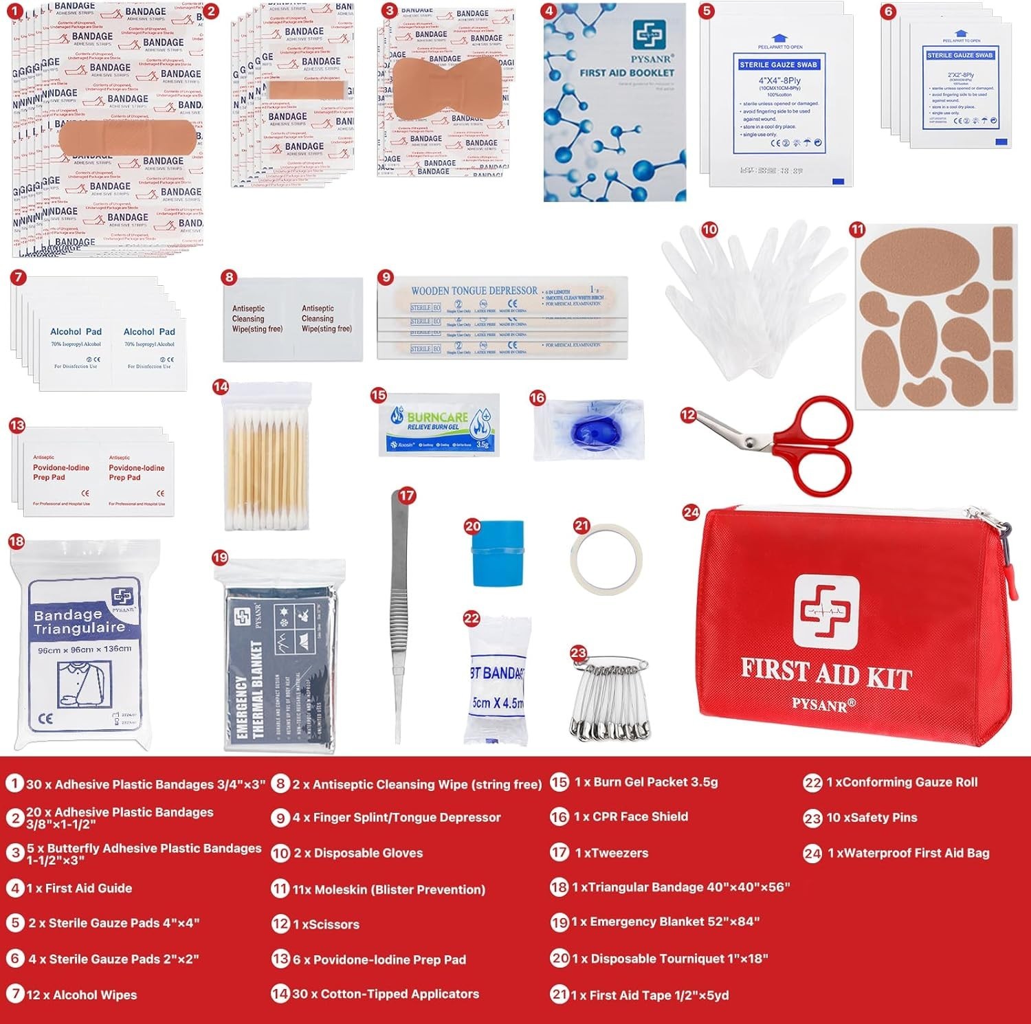 Emergency First Aid Kit – 150 Pieces Include Scissors & Foil Blanket, Portable