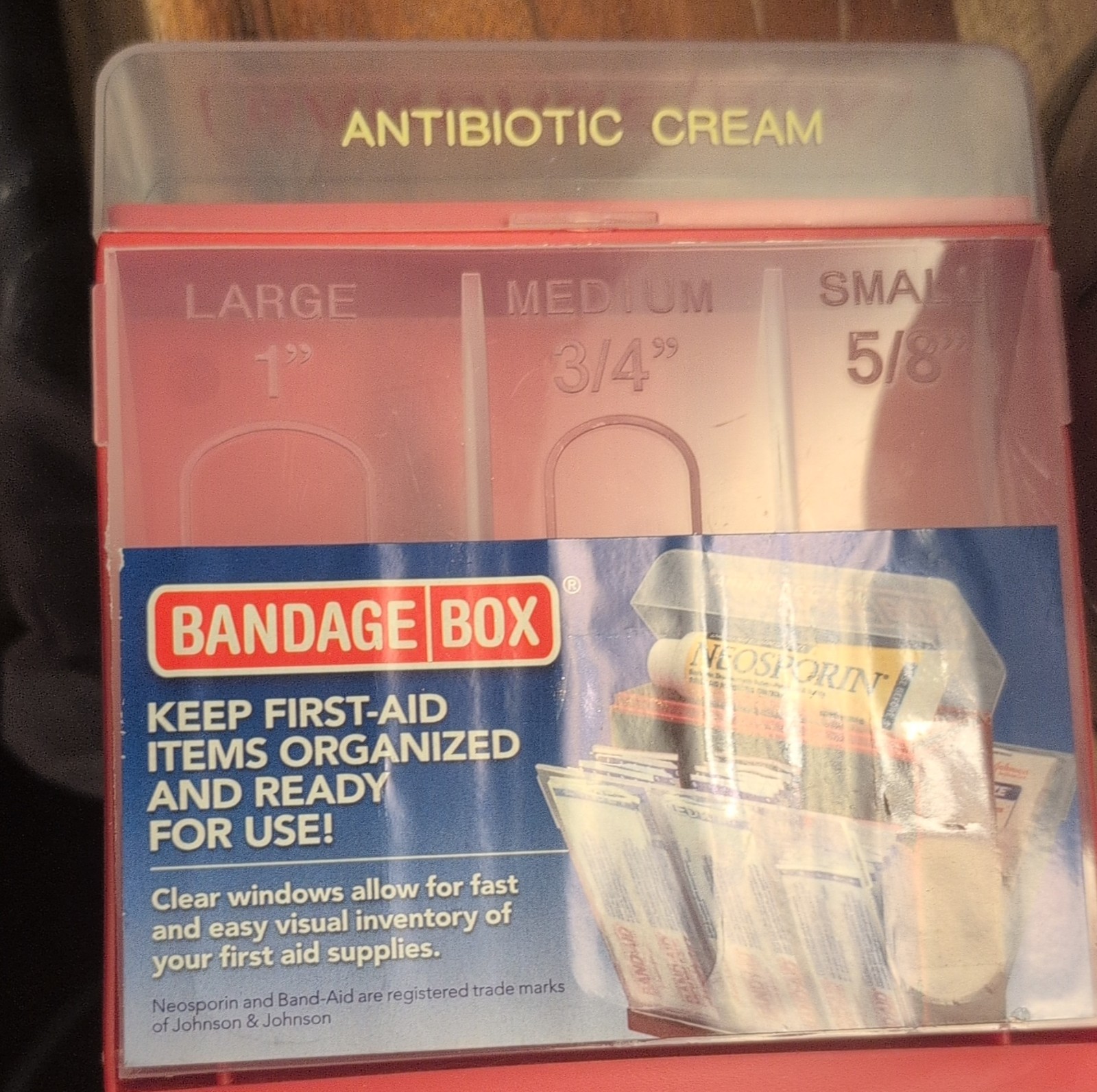 Bandage Box First Aid Set Red Clear Portable Organizer with Gauze Pads & Wipes