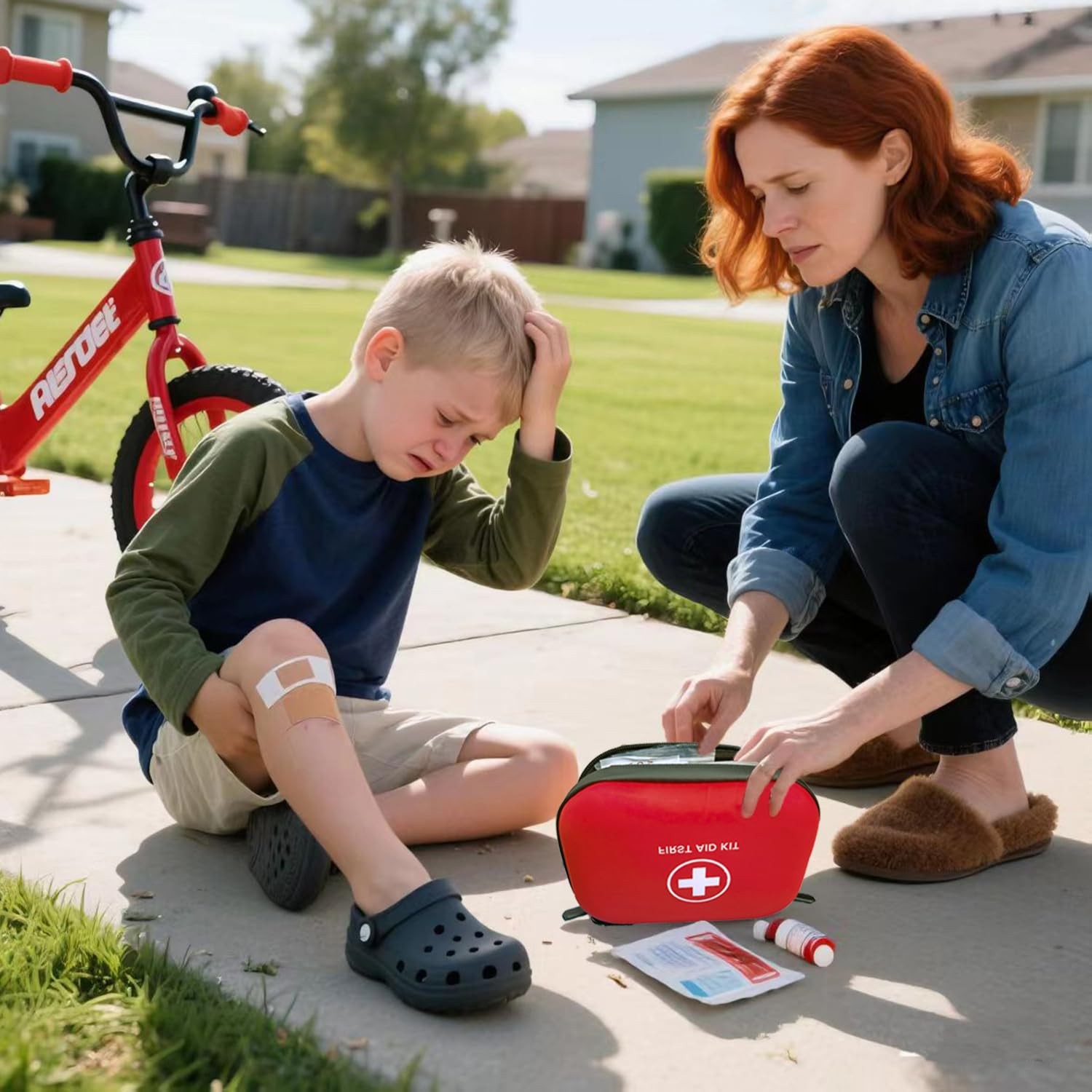 First Aid Kit 196 Piece Waterproof Medical Hard Shell Portable, Red