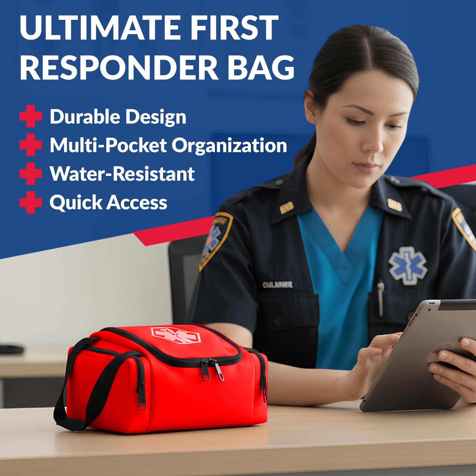 Dixie EMS Dixigear Empty First Responder II Bag 1 Count (Pack of 1), Red