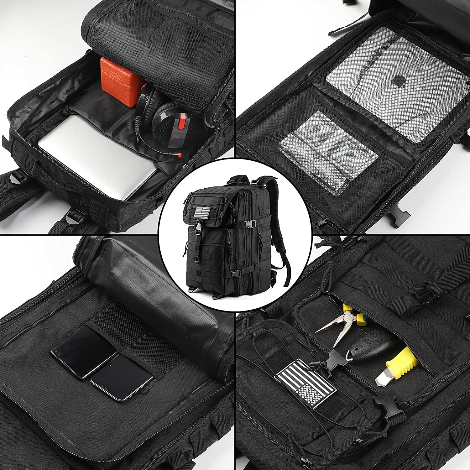 45L Molle Army Military Tactical Backpack Waterproof Assault Bag Travel Rucksack