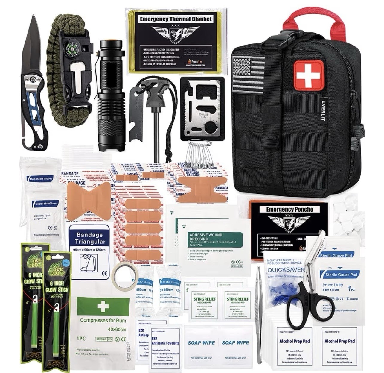 EVERLIT 250 Pieces Survival First Aid Kit IFAK EMT Molle Pouch Survival Kit