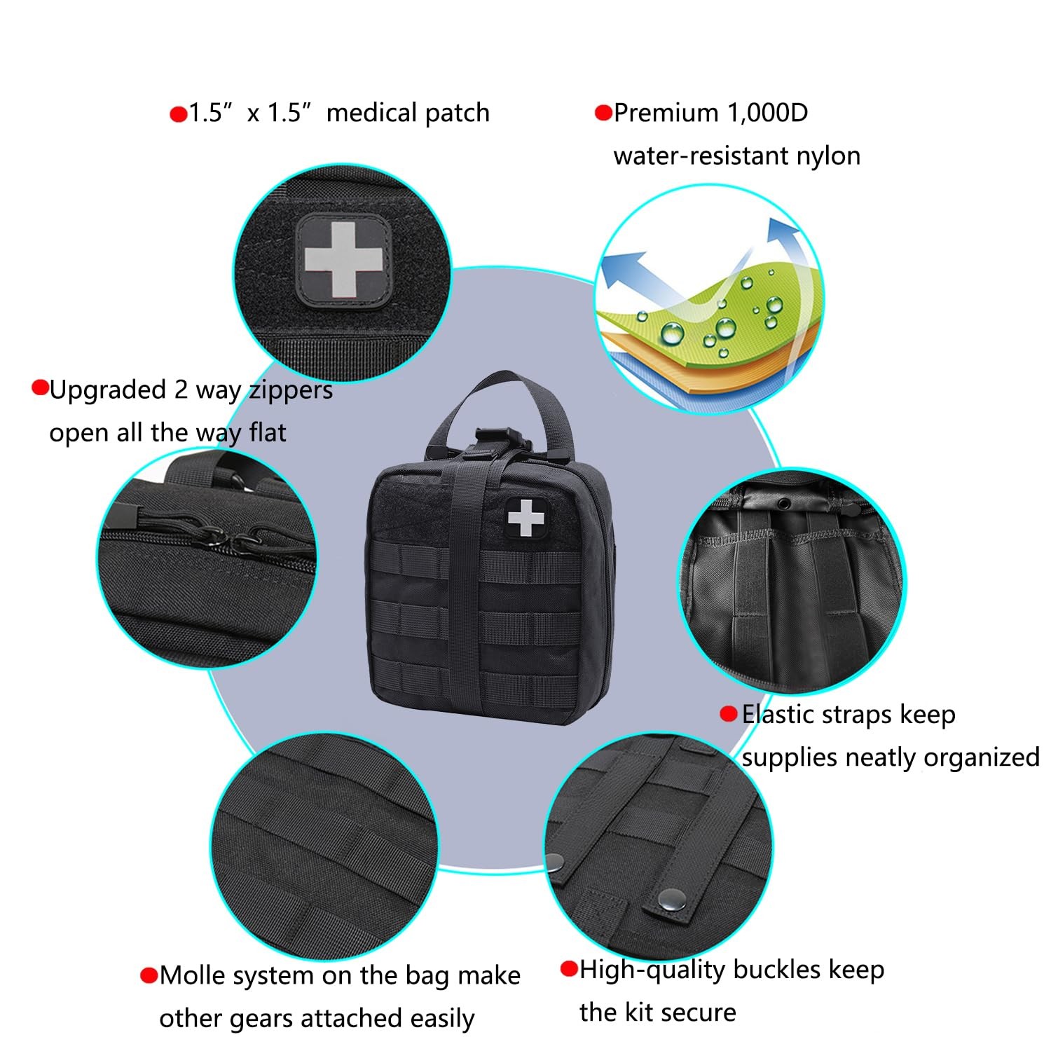First Aid Kit Med Medical – Kit Rip-Off 180 pcs Water-Resistant Emergency Kit