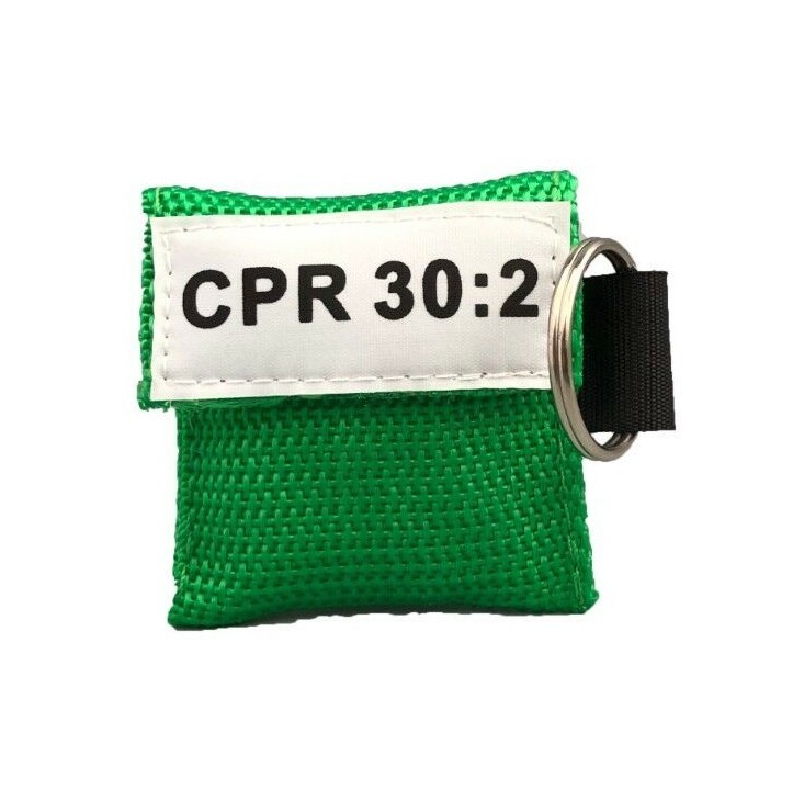 50 Green CPR Mask Keychain Face Shield with GLOVES imprinted CPR 30:2