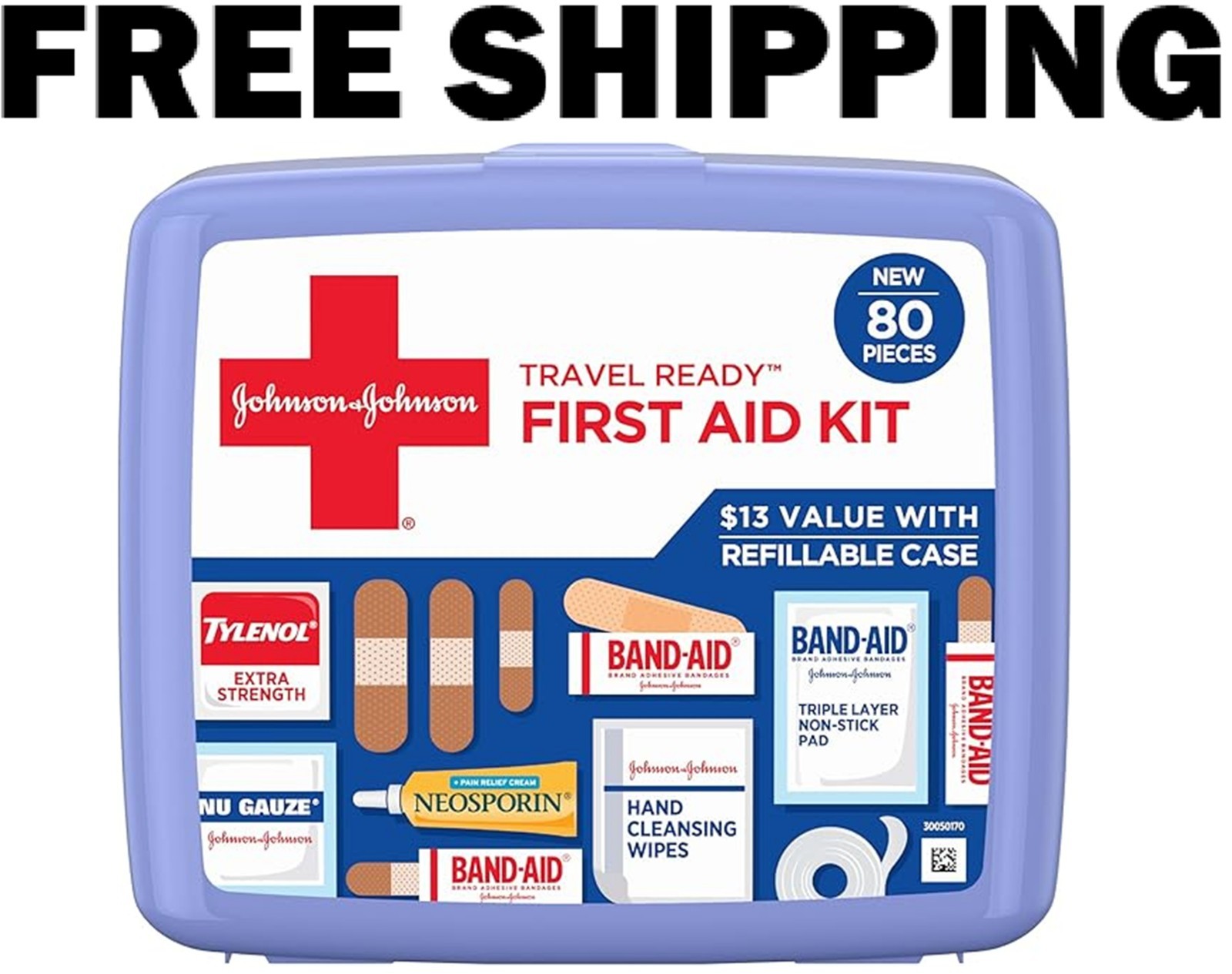 BAND-AID Travel First Aid Kit 80 Piece Portable Emergency Wound Care for Home