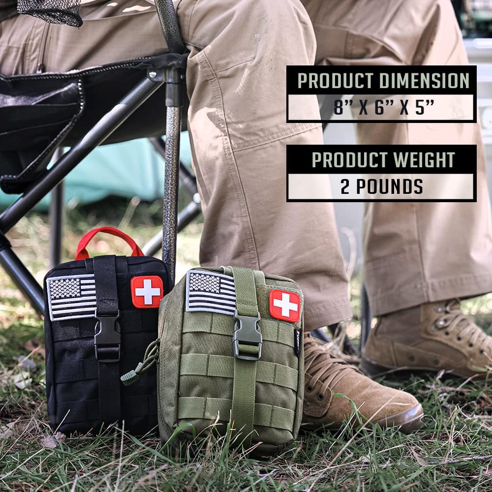 250 Pcs Survival First Aid Kit | IFAK Emergency Kit for Camping, Hiking, Hunting