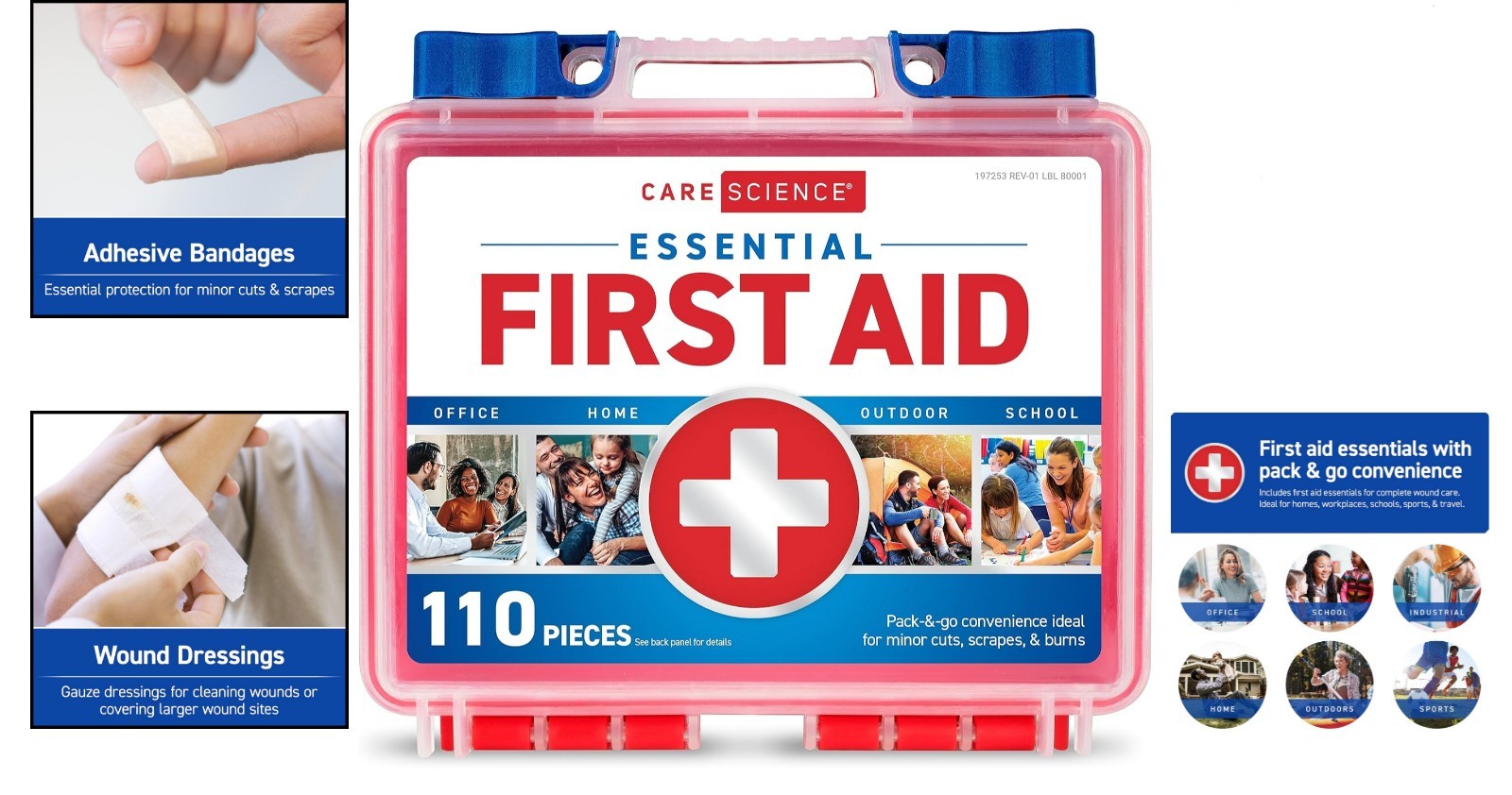 Professional 110-Piece First Aid Kit | Clear Storage Box for Travel & Survival