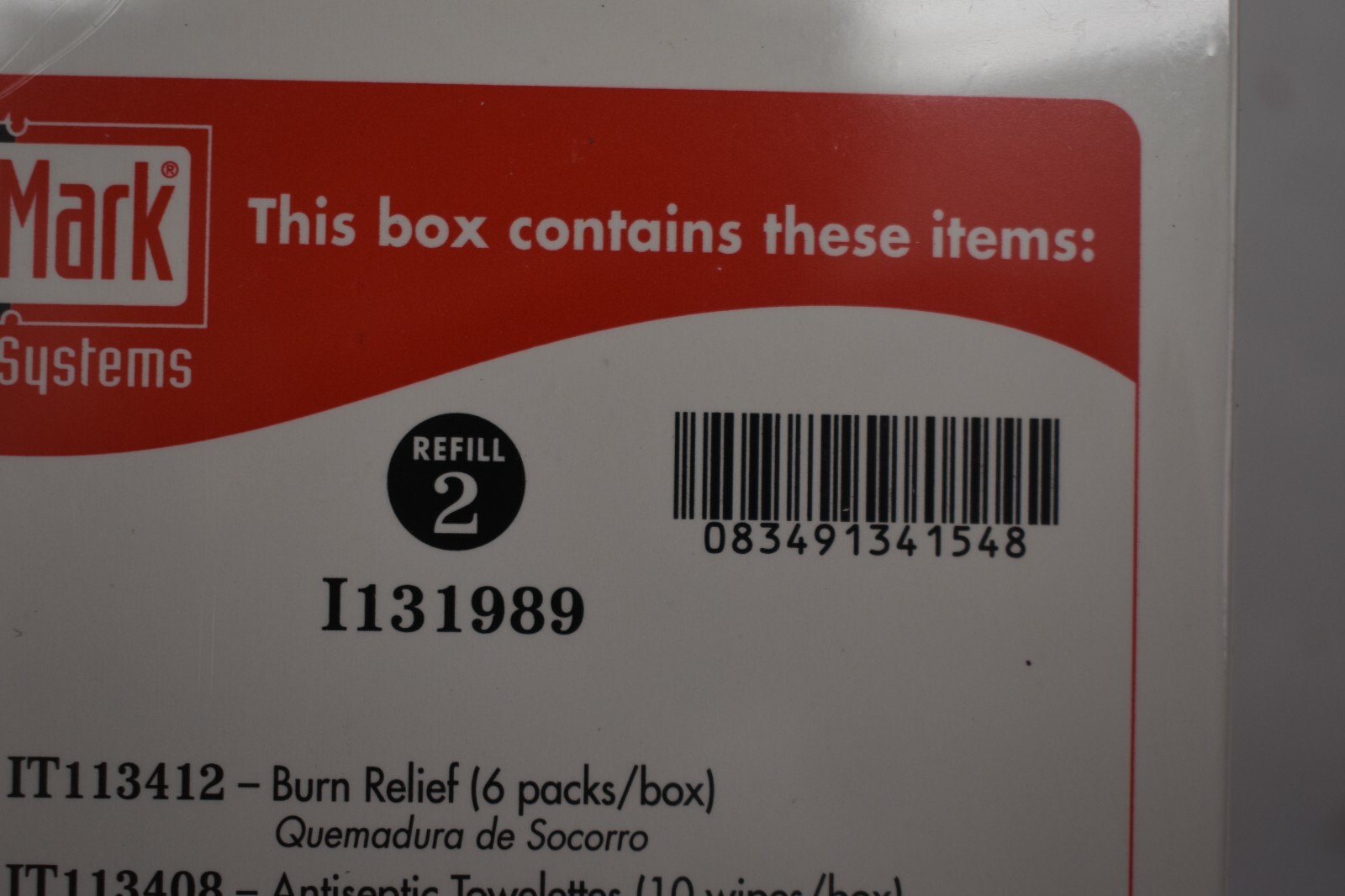 DayMark First Aid Kit Refill Package Burn Relief Antiseptic Towelette Antibiotic