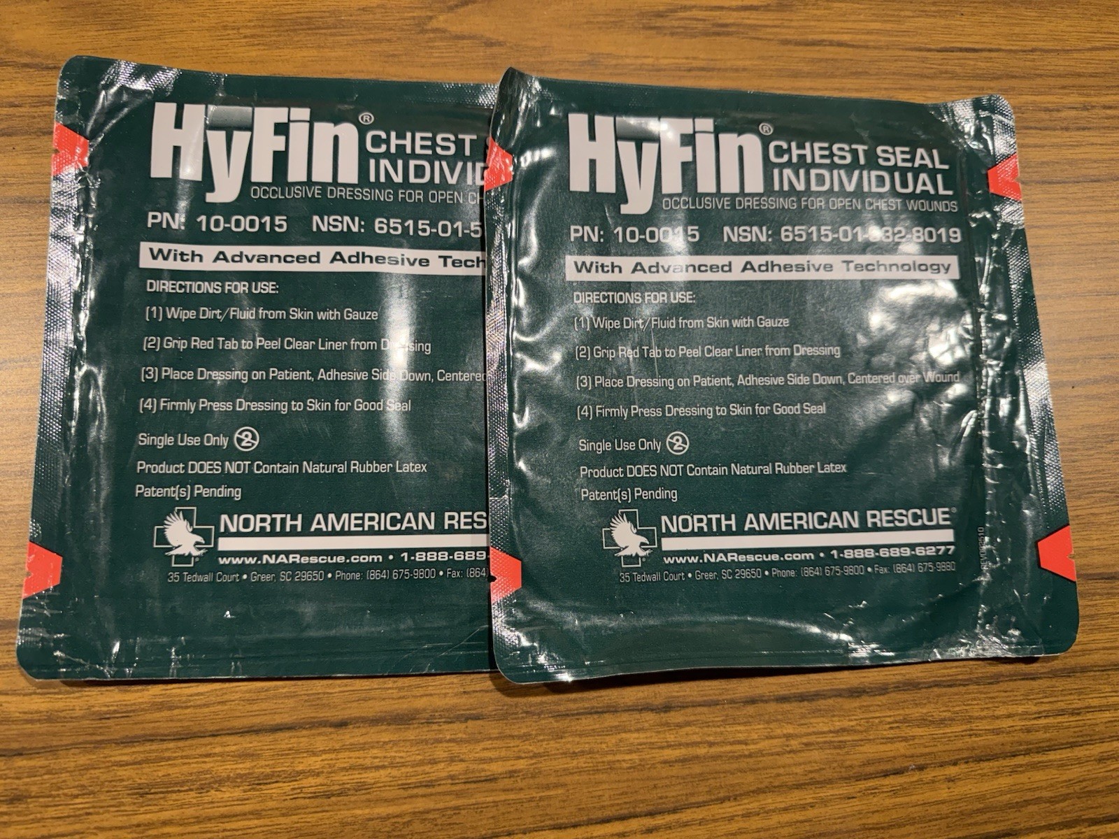 MEDICAL KIT HYFIN CHEST SEALS SAM SPLINT CO FLEX CPR MASK ABDOMINAL PAD GLOVES
