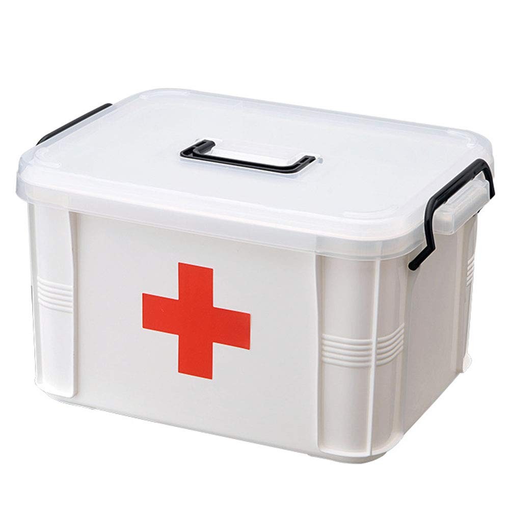 PUZOU First Aid Kit Portable Emergency Box Plastic Medicine Storage white