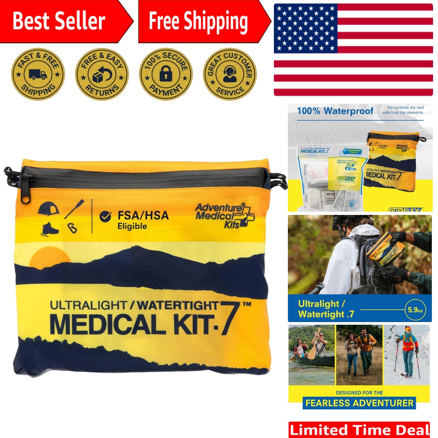 Portable Ultralight Medical Kit for 3 – Waterproof Emergency Supplies for Hiking