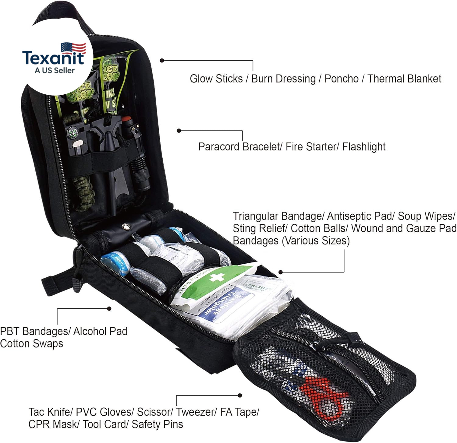 250 Pieces Survival First Aid Kit IFAK EMT Molle Pouch Survival Kit Outdoor Gear