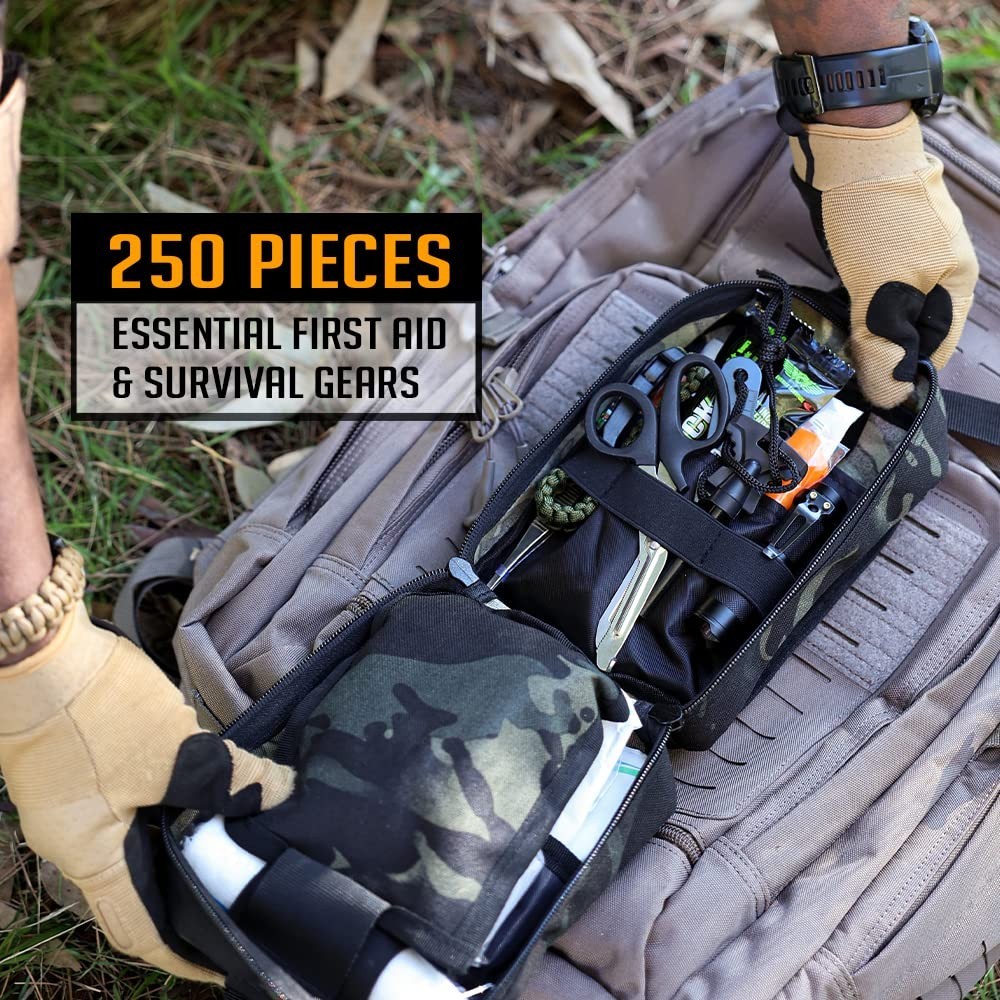 250-Piece Survival First Aid Kit | IFAK EMT Molle Pouch | Emergency Gear for Cam