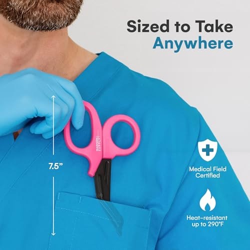 Trauma Shears for Nurses – Premium 1-Pack Pink Handle/Black Coated Blades