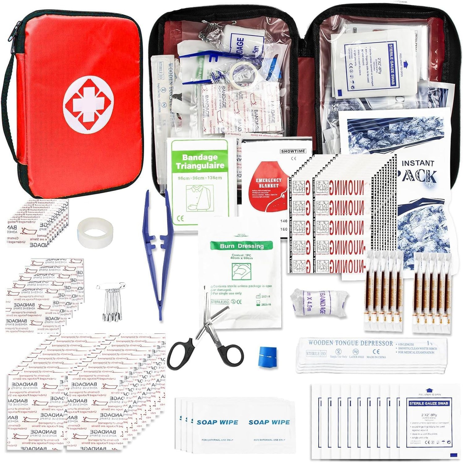 Travel First Aid Kit Car Home 300PCS Survival Set Portable Emergency Red Outdoor