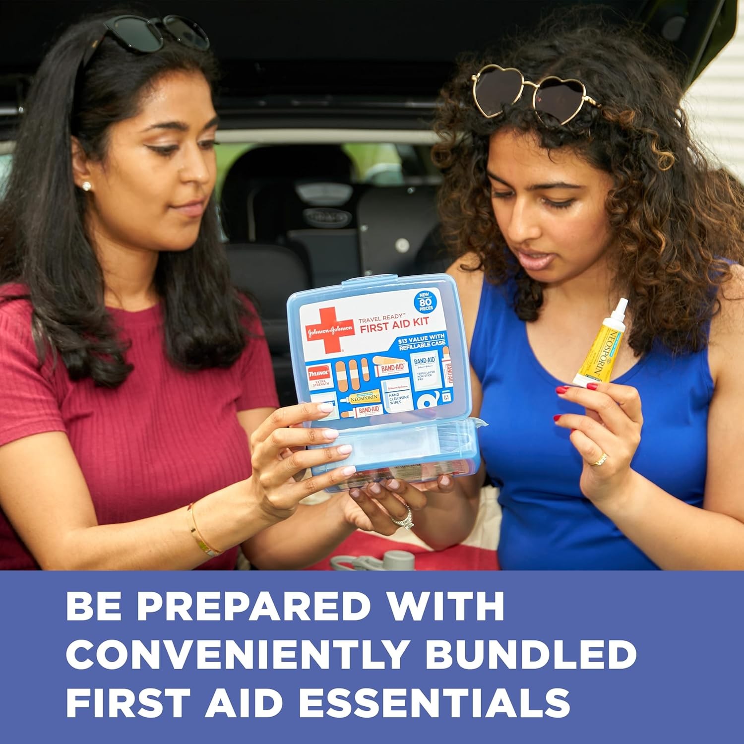 BAND-AID Travel First Aid Kit 80 Piece Portable Emergency Wound Care for Home