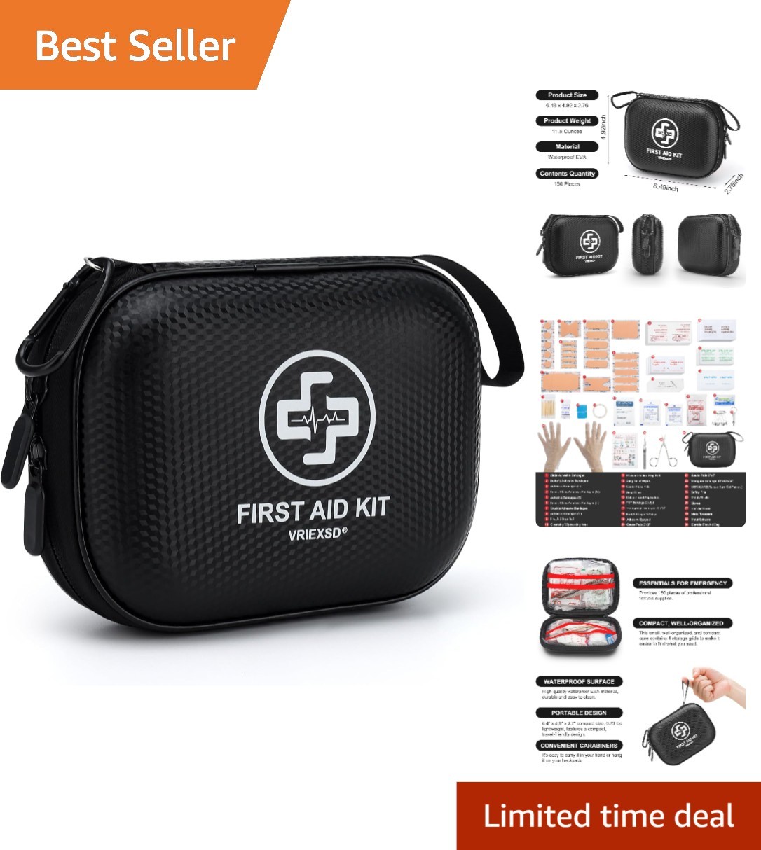 Portable 150-Piece First Aid Kit – Lightweight & Waterproof for Home and Travel