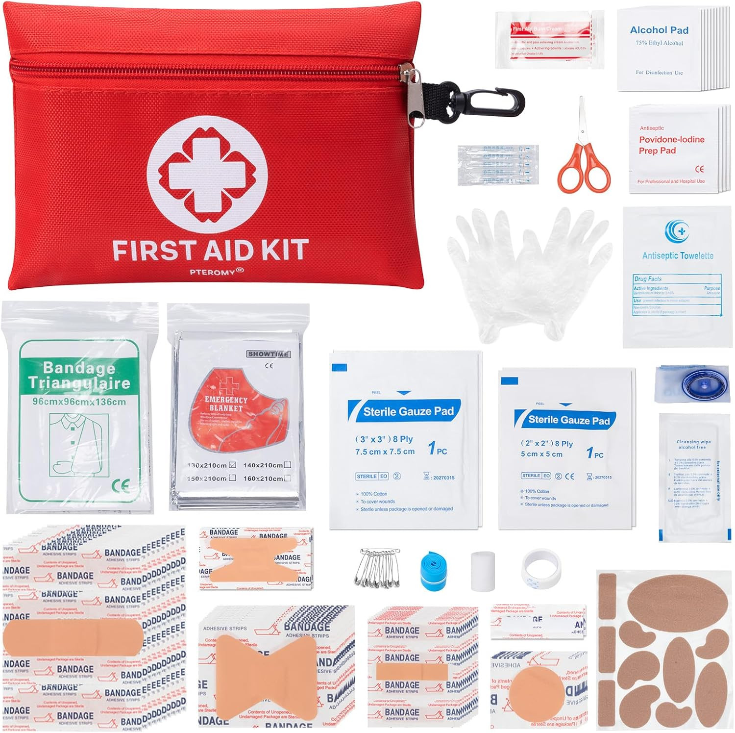 150 Piece Mini First Aid Kit, Portable Small Emergency Kits Compact 1St Aid Kit