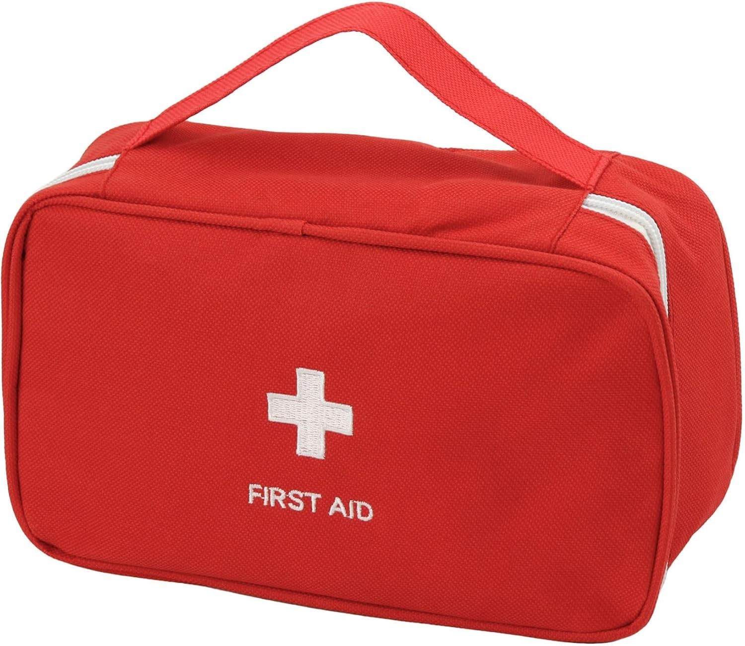 Portable Empty First Aid Kit Bag, Red Travel Medicine Pouch Small Medical Bag