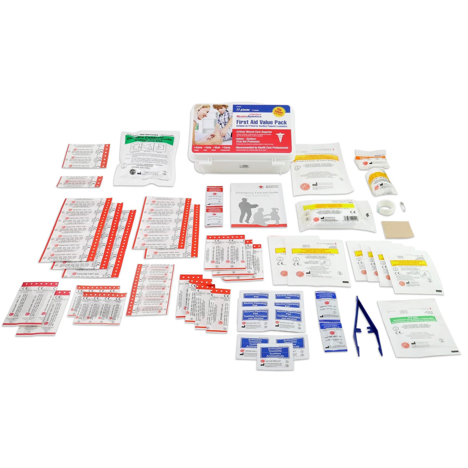 Ready America 74012 First Aid Value Pack, 77-Piece 1 Count (Pack of 1), White