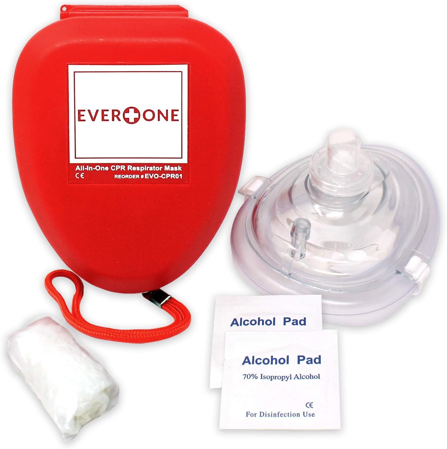 EverOne CPR Rescue Mask, Adult/Child Pocket Resuscitator, Hard Case with Wrist