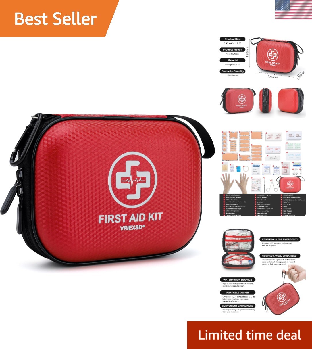 150-Piece Mini Waterproof First Aid Kit – Compact & Portable Emergency Companion
