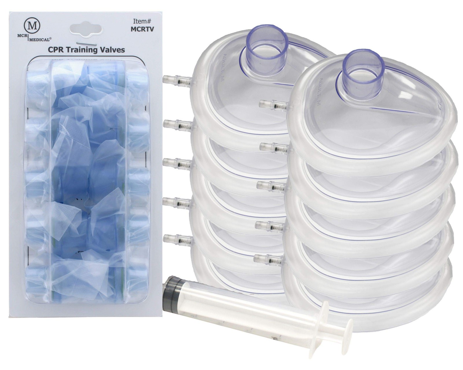 Pack of 10 Training CPR Masks, Adjustable-Adult w Valves, MCRTM-AR