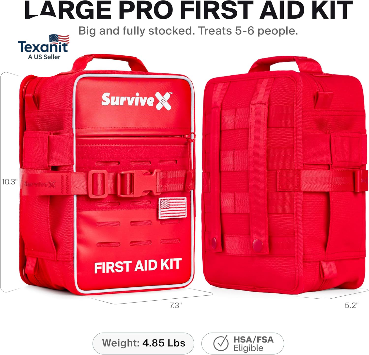 Large Pro First Aid Kit for Car, Travel & Home – Emergency Kit for Hiking, Campi