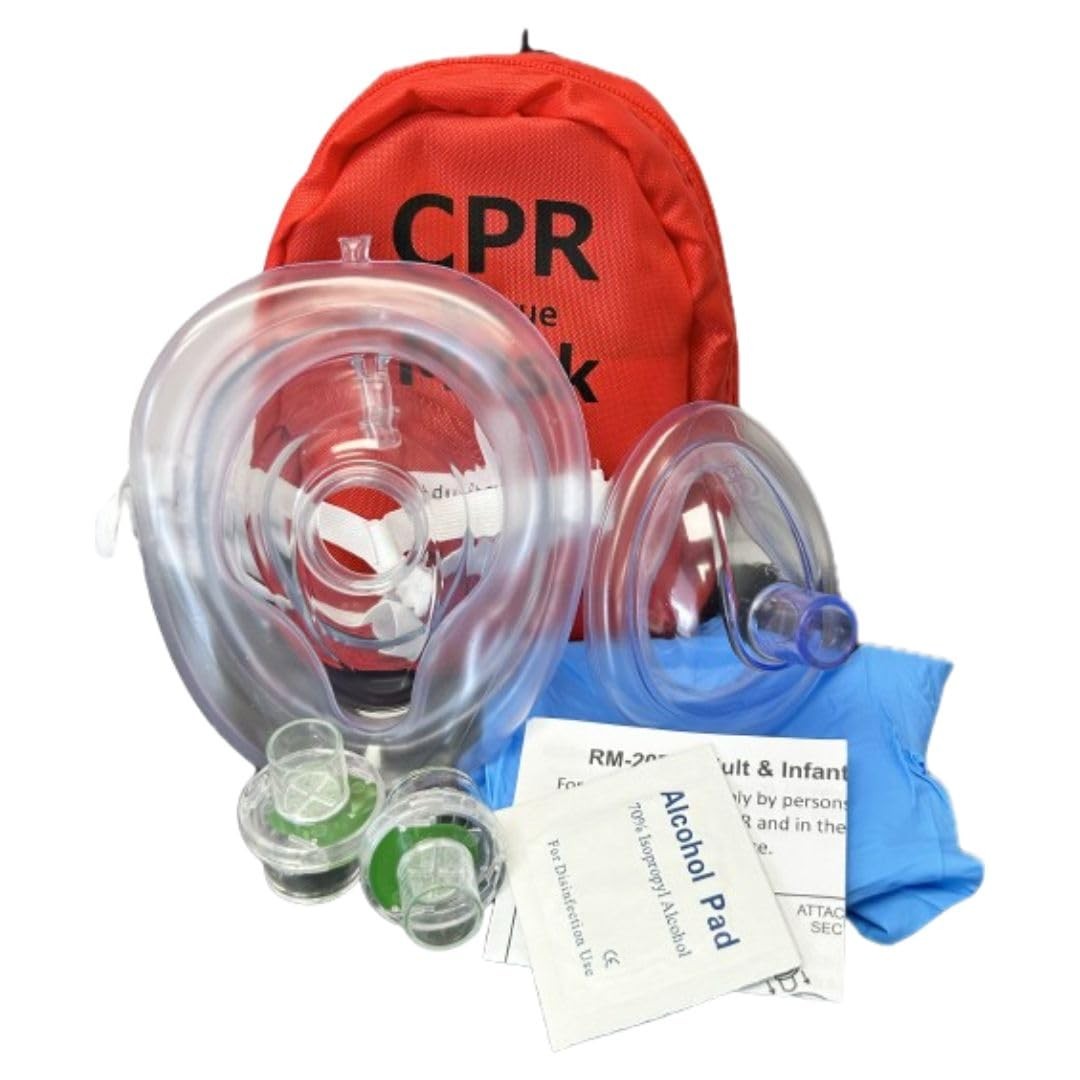 Pack of 5 Adult & Infant CPR Combo Kits (with 2 Valves ea.)