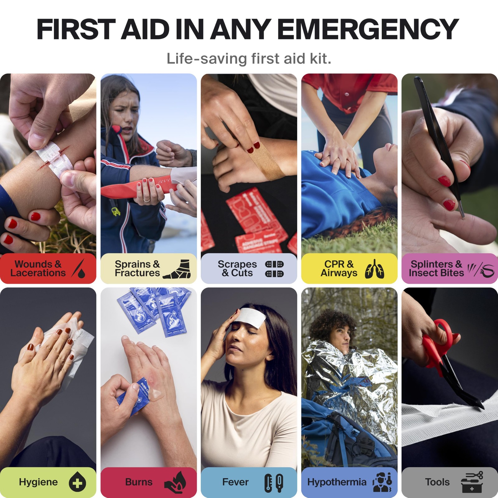 Large Waterproof First Aid Kit for Car, Travel & Home – Emergency Kit for Hik…