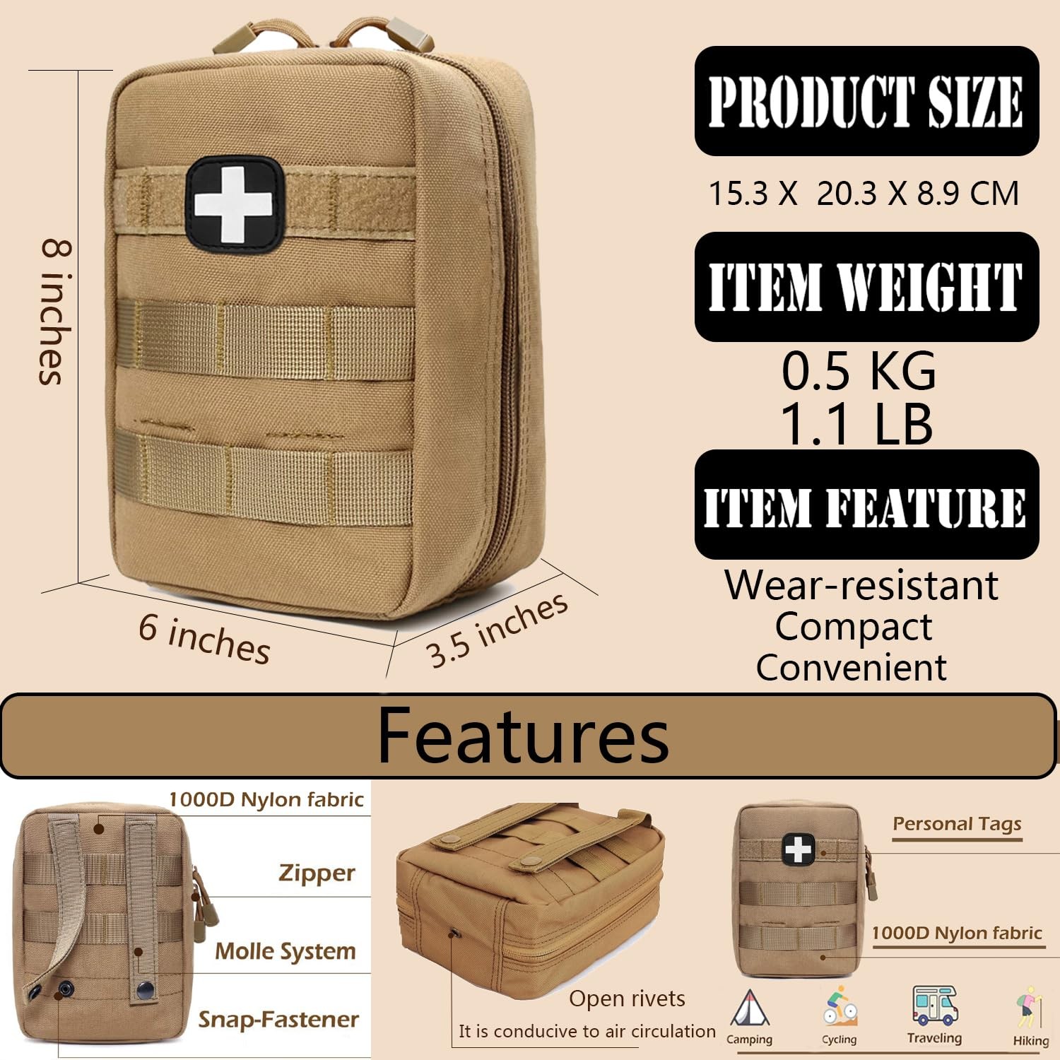 First Aid Kit EMT IFAK Pouch, Molle Tactical Med Trauma Bag for Camping Home …