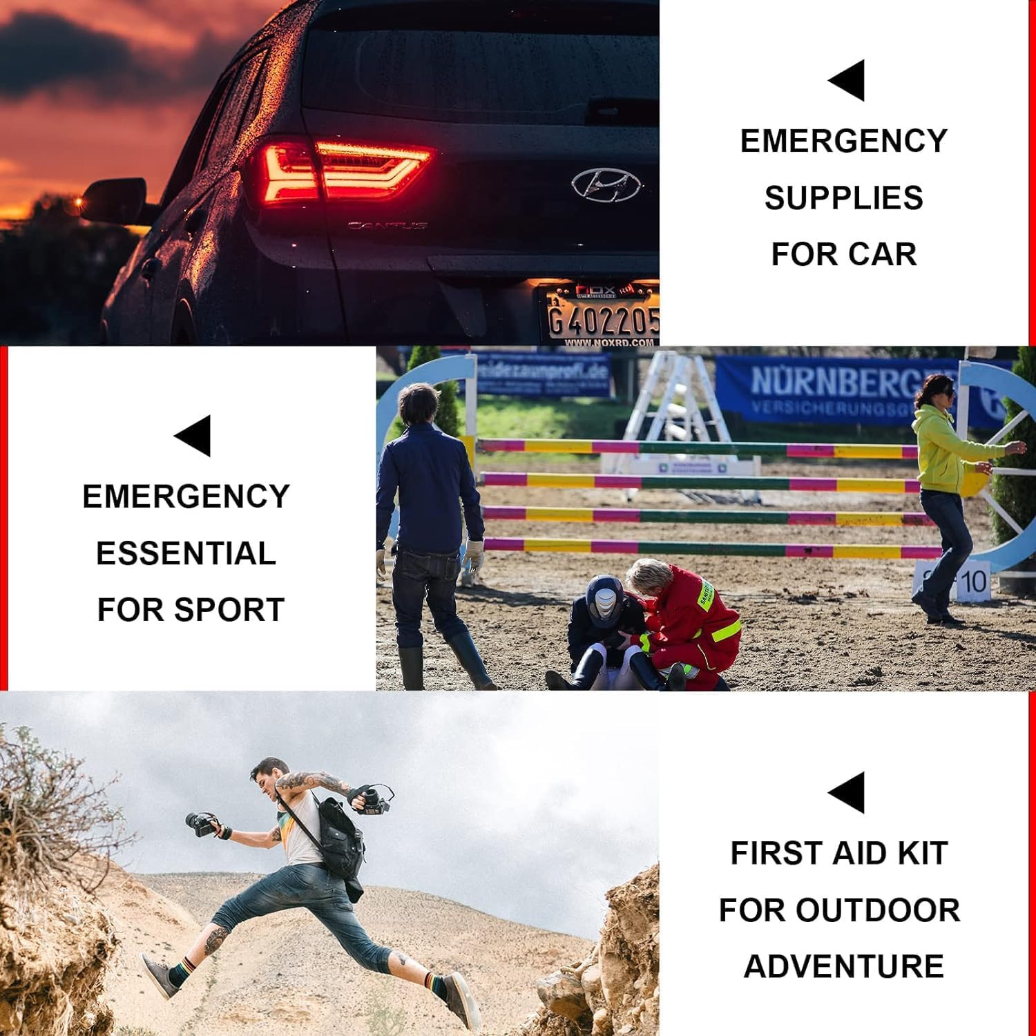 First Aid Kit 300 Pcs, Emergency Camping Hiking Home Office Car Kit, Bandages