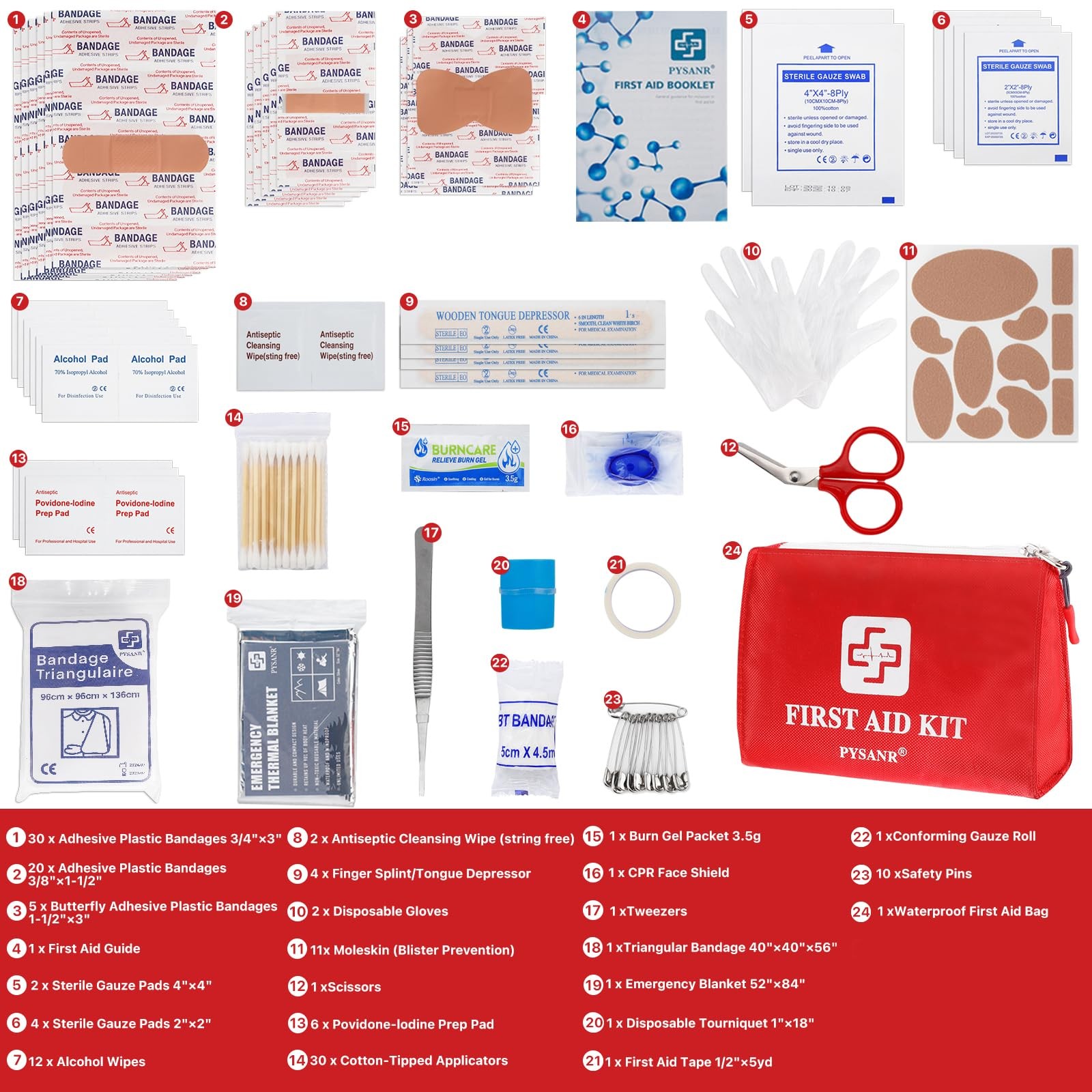 150 Piece First Aid Kit Mini Emergency Bag Foil Blanket Scissors Camping Travel