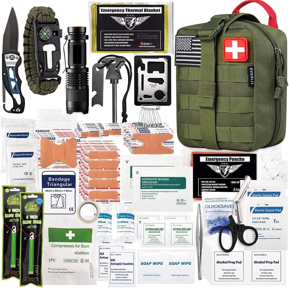 250 Pieces Survival First Aid Kit IFAK EMT Molle Pouch Survival Kit Outdoor G…