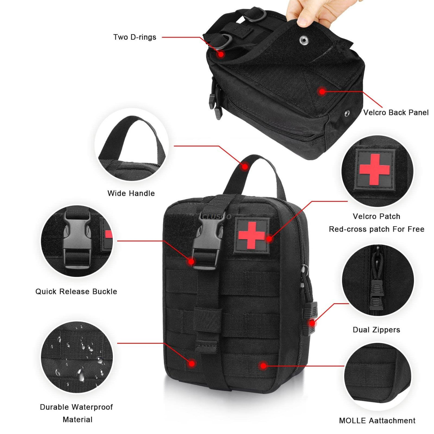 Tactical MOLLE Rip Away EMT Medical First Aid IFAK Pouch (Bag Only)