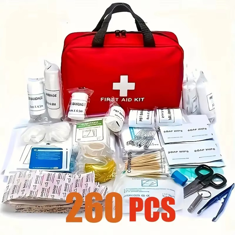 260Pcs Deluxe First Aid Kit – Essential Emergency Supplies for Home, Outdoor Adv