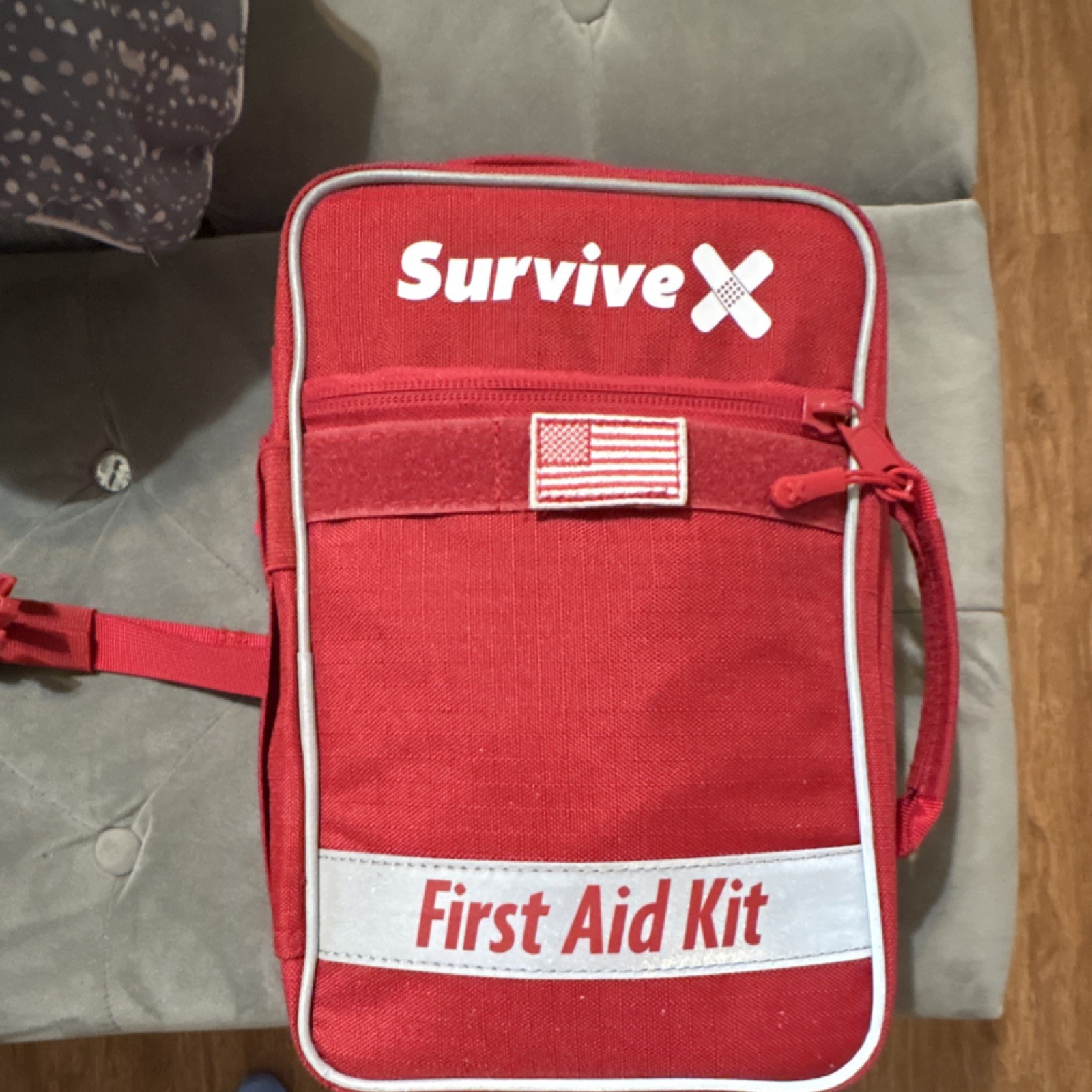 SurviveX Red Portable First Aid Set Emergency Treatment with Medical Supplies