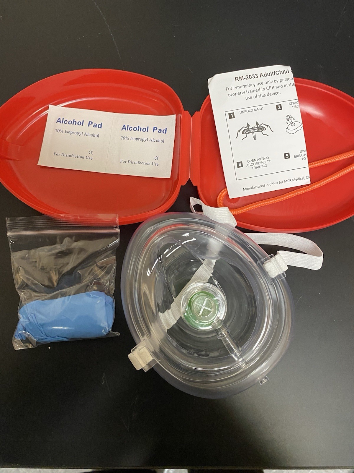 CPR Mask + Hard Case + Gloves-Adult/Child Pocket Resuscitator Lot Of 3