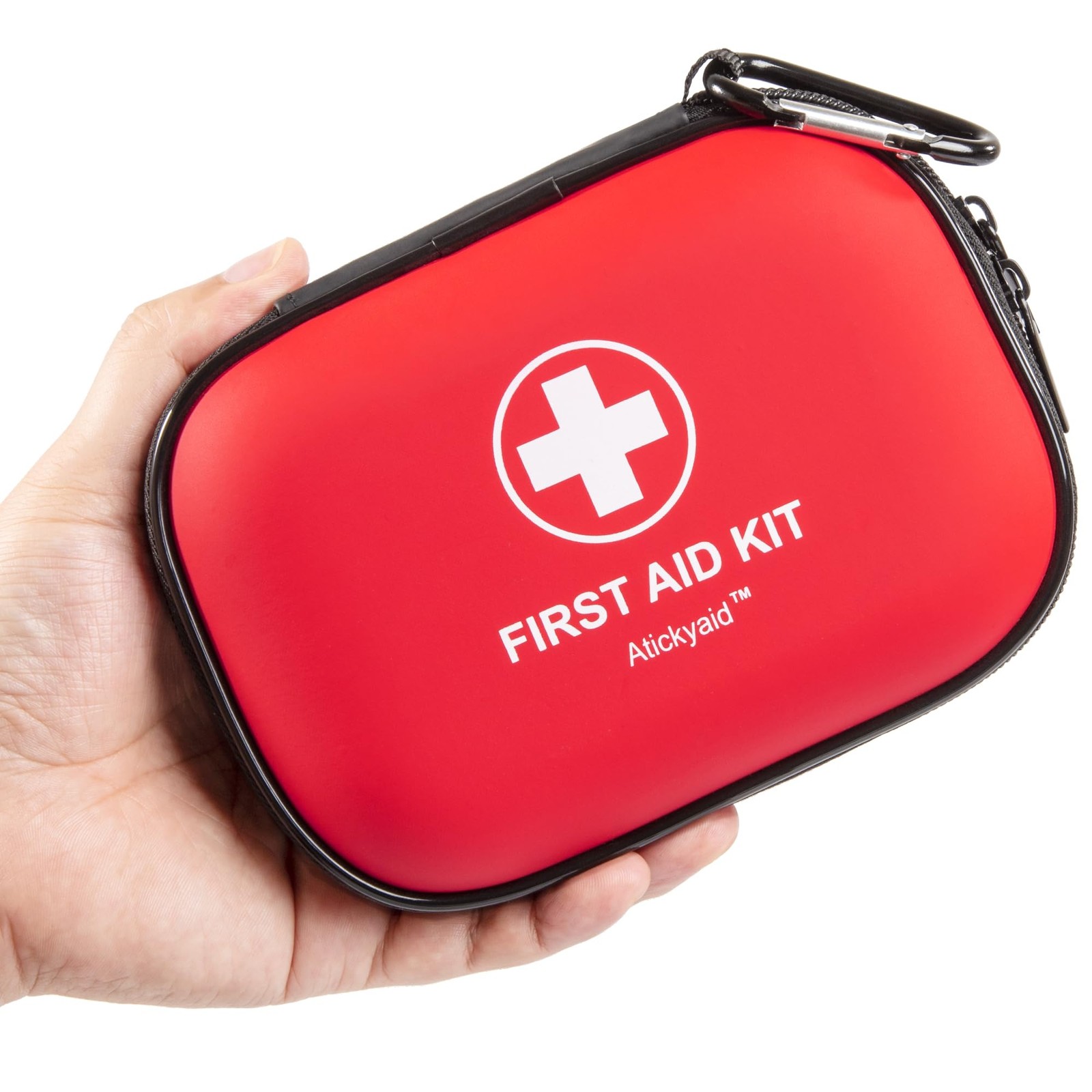 Mini First Aid Kit – 120 Piece Small Waterproof Hard Shell 120 Pieces, Red